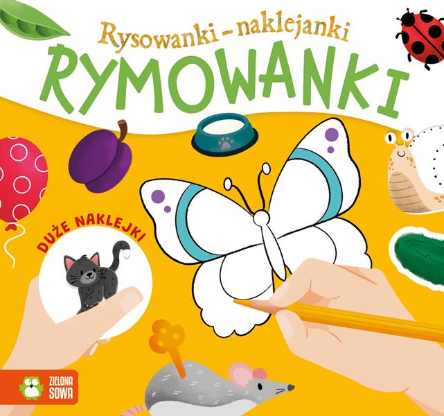 zielona sowa książeczka rysowanki-naklejanki rymowanki