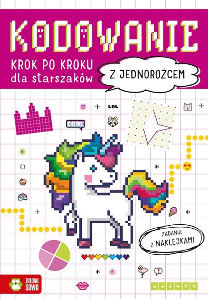 zielona sowa książeczka kodowanie krok po kroku dla starszaków z jednorożcem