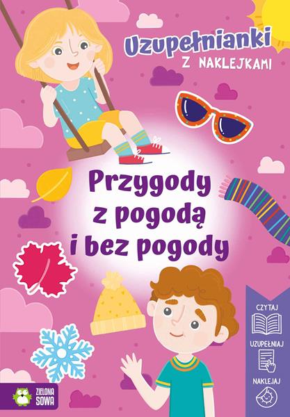 zielona sowa książeczka uzupełnianki z naklejkami przygody z pogodą i bez pogody