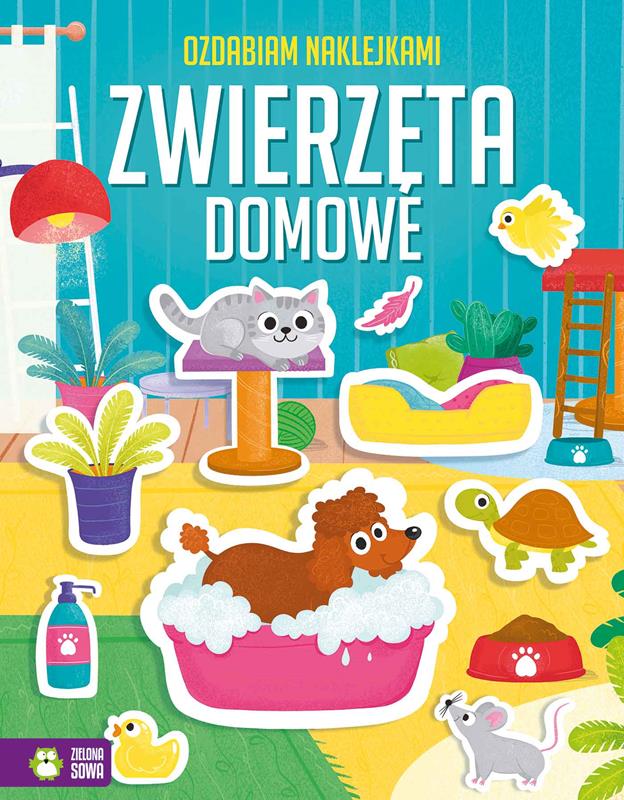 ZIELONA SOWA KSIĄŻECZKA OZDABIAM NAKLEJKAMI ZWIERZĘTA DOMOWE