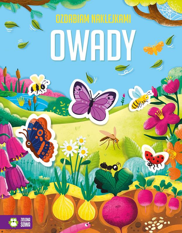 ZIELONA SOWA KSIĄŻECZKA OZDABIAM NAKLEJKAMI OWADY