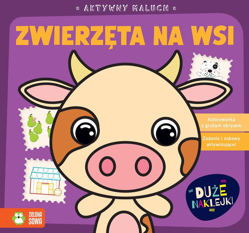ZIELONA SOWA KSIĄŻECZKA AKTYWNY MALUCH ZWIERZĘTA NA WSI