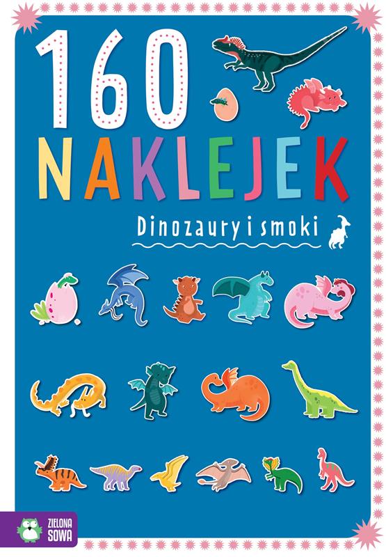ZIELONA SOWA KSIĄŻECZKA 160 NAKLEJEK DINOZAURY I SMOKI 2